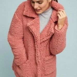 🧸 Anthropolgie Rosy Pink Sherpa Coat XS/S 🧸